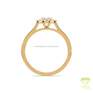 Moissanite Diamond Oval Halo Engagement <b>Ring</b> Yellow Gold <b>Solitaire</b> Hidden Bridal Wedding Anniversary Gift - Product Image 2