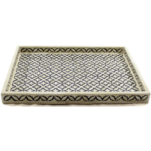 Rectangular Bone Inlay Ottoman <b>Tray</b> with Handles | <b>Large</b> Serving <b>Tray</b> for Coffee Table | Farmhouse Decor | Tea Cocktail <b>Tray</b> - Product Image 5