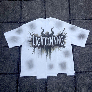 Camisetas Cortas Extra Grandes Vintage Personalizadas para Hombre con Parches 3D, 100% Algodón, Tejido de Punto de 300 Gramos e Impresión DTG - Product Image 1