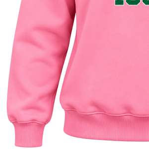 Fashion AKA <b>Pink</b> Mock Neck <b>Sweatshirt</b> for Ladies Custom Embroidery Sorority Letter Design Relaxed Fit Long Sleeve Pullover - Product Image 3