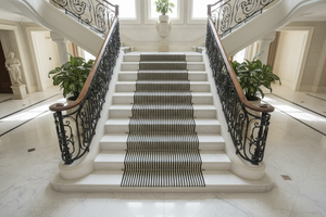 Tapis de couloir classique en jute noir et blanc à carreaux, rectangulaire, tressé à la main, à poils plats, pour couloir, avec envers en jute moyen - Product Image 4