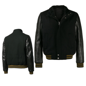 Unisex Wool Leather Sleeve Varsity Bomber <b>Jacket</b> Streetwear Winter Windproof Eco-Friendly High Quality Wholesale Heated - Product Image 1