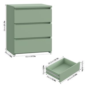 Green <b>3</b>-<b>Drawer</b> Nightstand Wooden <b>Bedside</b> <b>Cabinet</b> for Living Room Apartment Villa - Product Image 2