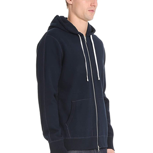 Sweat à capuche zippé décontracté en molleton pour homme, avec logo personnalisé, impression 3D en relief, haute qualité, imperméable, 100% coton - Product Image 4
