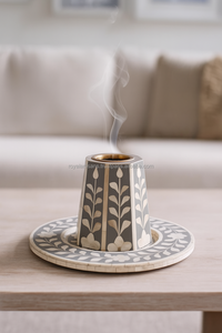 Ensemble de brûleurs à bakhoor en coquillages de luxe avec plateau et boîte décoratifs, cadeau naturel pour le Ramadan et l'Aïd en provenance d'Inde - Product Image 6