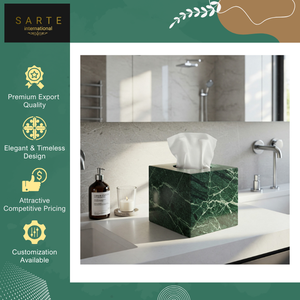Accessoire de maison de luxe, dernier design, boîte à mouchoirs suspendue en marbre vert, faite à la main, imperméable, écologique, durable et décorative - Product Image 4