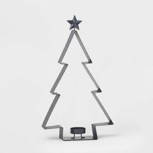 Juego de 3 Adornos Navideños Modernos de Metal Negro con Estrellas en la Punta y Portavelas - Product Image 3