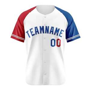 Camiseta de Béisbol para Hombre, Manga Corta, Cierre de Botones, Nombre del Equipo Impreso, Transpirable, Corte Regular, Ropa Deportiva para Adultos, Blanco, Rojo, Azul - Product Image 4