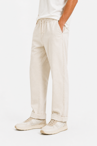 Pantalon décontracté pour hommes avec cordon de serrage, coupe décontractée, en coton doux, pantalon de détente confortable pour tous les jours, pantalon à taille élastique - Product Image 2
