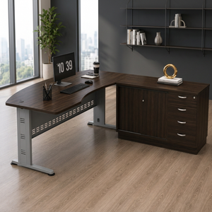 Escritorio Ejecutivo Comercial Moderno con Laminado de Melamina, Gabinete de Almacenamiento con 4 Cajones, Independiente, para Uso en Oficina en Casa, Sistema de Oficina AY - Product Image 4