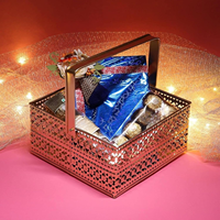 Panier de rangement ovale en métal doré, plateau décoratif multifonctionnel, panier de service, panier cadeau, organisateur, décoration d'intérieur