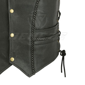 Chaleco de cuero para hombre, sin mangas, de la mejor calidad, chaleco de cuero genuino para venta en línea. - Product Image 6