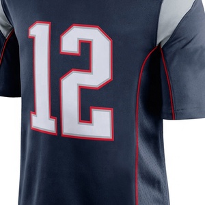 Maillot de football américain personnalisé pour homme, numéro 12, bleu marine, col en V, manches courtes, anti-transpiration, uniforme de football par sublimation - Product Image 4