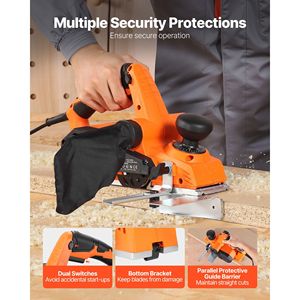 Cepilladora Eléctrica Manual de 3-1/4 Pulgadas de Ancho de Corte, 7 Amperios, 14500 RPM, con Cable, Profundidad de Corte Ajustable, Soporte de 2-1/4 Pulgadas - Product Image 3