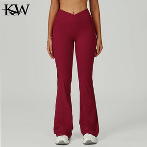 High Waisted Wide Leg Yoga Pants Women Butt Lift Coffee <b>Brown</b> Workout Trousers Flare <b>Leggings</b> Tummy Control Gym Fitness Wear - Product Image 5