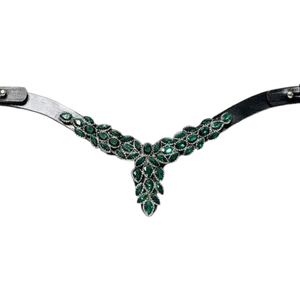Diadema de Cuero con Cristales de Esmeralda de Lujo para Caballo, Hecha a Mano, con Brillantes, Accesorio Ecuestre Premium, Modelo ADIBA OVERSEAS - Product Image 1