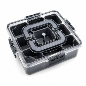 Premium Modern Machine 9-Grid Airtight Spice Organizer PET Eco-Friendly Dishwasher Safe Kitchen <b>Storage</b> Container with SPOONS - Product Image 1