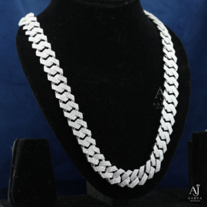 AARVA JEWELS Men's Rhodium Plated 925 Silver Moissanite Engagement Spike <b>Statement</b> <b>Necklace</b> Link Chain Hiphop Geometric Everyday - Product Image 3