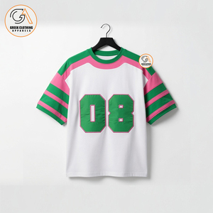 Camiseta de Manga Corta con Cuello Redondo Alpha Kapa Blanca y Verde para Mujer, Talla Grande, Bordada, 300g, 100% Algodón, Secado Rápido, Transpirable - Product Image 1