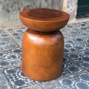 Indonesian Handmade Solid Suar Wood <b>Stool</b> Side Table Minimalist Sculptural Bowl Top Design Natural Finish Indoor Living Room Bed - Product Image 3
