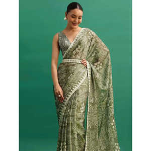 Robes de soirée élégante tenue de soirée Saree avec broderie complexe et paillettes travail - Product Image 6
