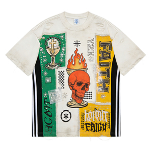 เสื้อยืดแขนสั้นผ้าคอตตอนถักเนื้อหนาพิเศษ 100% พิมพ์ลายโลโก้ใหญ่แบบ DTG สำหรับผู้ชาย น้ำหนัก 300 กรัม - Product Image 1