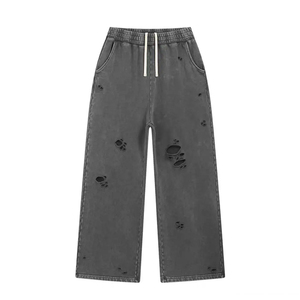 Pantalon de sport décontracté pour homme DMK012, léger, taille haute, 100 % polyester, séchage rapide, respirant, coupe droite, plissé devant, motif linéaire - Product Image 4