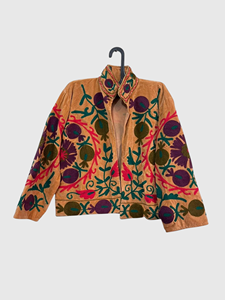 Hand Embroidered Floral Jacket Full Sleeve Stand Collar Cotton Adult Autumn Wear Prairie Chic Style - Product Image 1