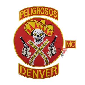 Bordado personalizado PELIGROSOS DENVER MC parches 4 PCS SET para chaleco de motocicleta de motorista parches delanteros ropa para chaleco - Product Image 1