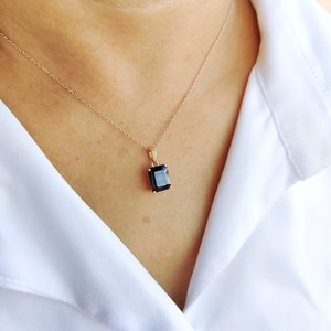 Pendentif en or 14 carats avec onyx noir naturel taillé en octogone 8x10mm, bijoux fins pour femmes, bijoux en or faits à la main, vente en gros, pendentif personnalisé - Product Image 2