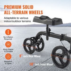 Monopattino a Ginocchio Pieghevole per Tutti i Terreni, Orientabile, in Acciaio al Carbonio, con Manubrio Regolabile in Altezza e Supporto per Ginocchio, per Utenti con Disabilità - Product Image 4