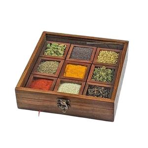 Caja de especias de madera de estilo de cocina moderna Material ecológico Técnicas hechas a mano Vidrio transparente Calidad natural superior - Product Image 6