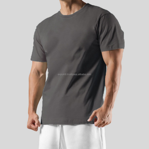 200 GSM algodón deportes gimnasio camiseta para hombres de gran tamaño cuello redondo diseño entrenamiento atlético camisetas patrón sólido - Product Image 1