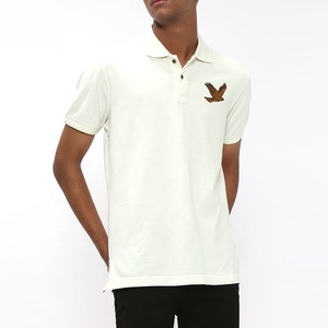 Camiseta Polo Personalizada Ecológica de Algodón Piqué Blanco para Hombre con Logotipo de Águila Bordado, Manga Corta, Estilo Casual, Camisetas Polo Lisas - Product Image 1