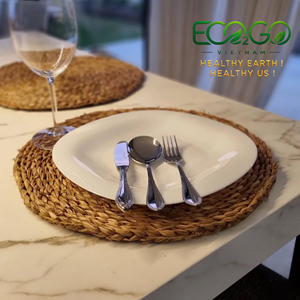 แผ่นรองจานสานจากผักตบชวาแบบหนา สำหรับตกแต่งโต๊ะอาหารสไตล์บ้านไร่ - Product Image 3
