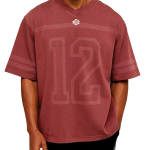 Camiseta de Fútbol Americano Oversize con Cuello en V para Hombre 2026, Mezcla de Algodón Lavado, Color Granate, Ropa Deportiva, Impresión de Número Personalizado, Marca Privada OEM - Product Image 2