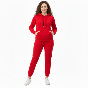 Conjunto Deportivo de Invierno para Mujer, Sudadera con Capucha y Cordón Ajustable, Pantalones Jogger de Felpa de Algodón Estampados, Secado Rápido y Transpirable - Product Image 5