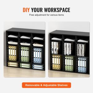 Organizzatore per Documenti in Legno con 36 Scomparti, Ripiani Rimovibili e Slot per Cassetta Postale, Classificatore per Ufficio, Casa e Aula - Product Image 3