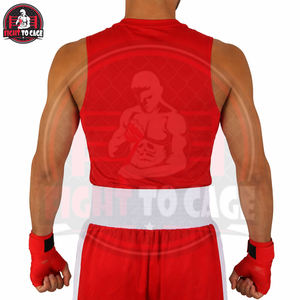 ชุดกางเกงชกมวยและเสื้อกล้ามรัดรูป ยืดหยุ่น ระบายอากาศได้ดี น้ำหนักเบา สีแดงขาว อุปกรณ์กีฬาสำหรับการฝึกซ้อมและการแข่งขันมวย - Product Image 5