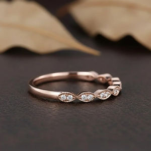 Belle bague demi-éternité en zircon cubique, coupe ronde, alliance de mariage en argent sterling 925, bijoux de mariage pour anniversaire - Product Image 2