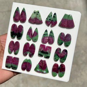 Par de Cabujones de Rubí Zoisita Natural – Piedras a juego de Rubí en Zoisita – Par de Gemas de Rubí Zoisita Verde – Para Fabricación de Joyas - Product Image 2