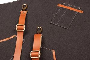 Tablier professionnel en cuir durable, réglable, à bretelles croisées, pour chef et barbier - Product Image 4
