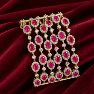LISA JEWELLERS Luxury Designer Silver Gold Plated 22K CZ <b>Ruby</b> Pink Stone Cuff <b>Bracelets</b> Bangles BIS Certified Fine Jewelry - Product Image 3