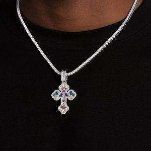 Pendentif élégant pour homme en diamant de laboratoire, chaîne en or, or rose, or blanc, argent, bijoux fins de luxe, cadeau - Product Image 4