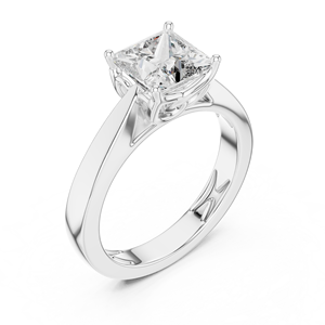 Bague de fiançailles classique en argent sterling plaqué or blanc 18 carats avec moissanite taille princesse |   Bague de fête minimaliste de luxe - Product Image 4