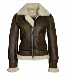 Veste bomber B3 pour homme, en cuir véritable RAF Aviator, col montant, logo sur le devant en toile, respirante, séchage rapide - Product Image 4