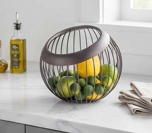Fine Quality Modern Metal <b>Wire</b> <b>Storage</b> <b>Basket</b> Circle Shape Eco-Friendly Home Decoration Organized Neatening Solution - Product Image 6