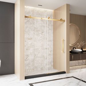 Porta Doccia Scorrevole Singola Senza Telaio 152 cm L x 193 cm A, Vetro Temperato Trasparente 6 mm con Pellicola Antiesplosione, Maniglia in Acciaio Inox - Product Image 3