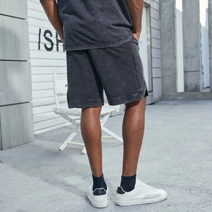 Short lavé à l'acide en coton lourd de haute qualité pour hommes Vintage Streetwear Short en maille décontracté avec poches de décoration à motif - Product Image 5