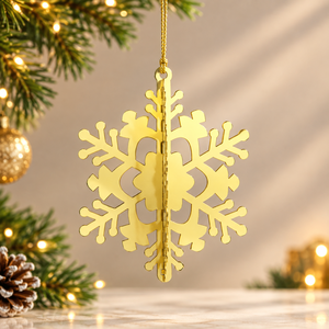 Ornement suspendu en forme de flocon de neige en métal, décoration classique pour arbre de Noël - Product Image 2
